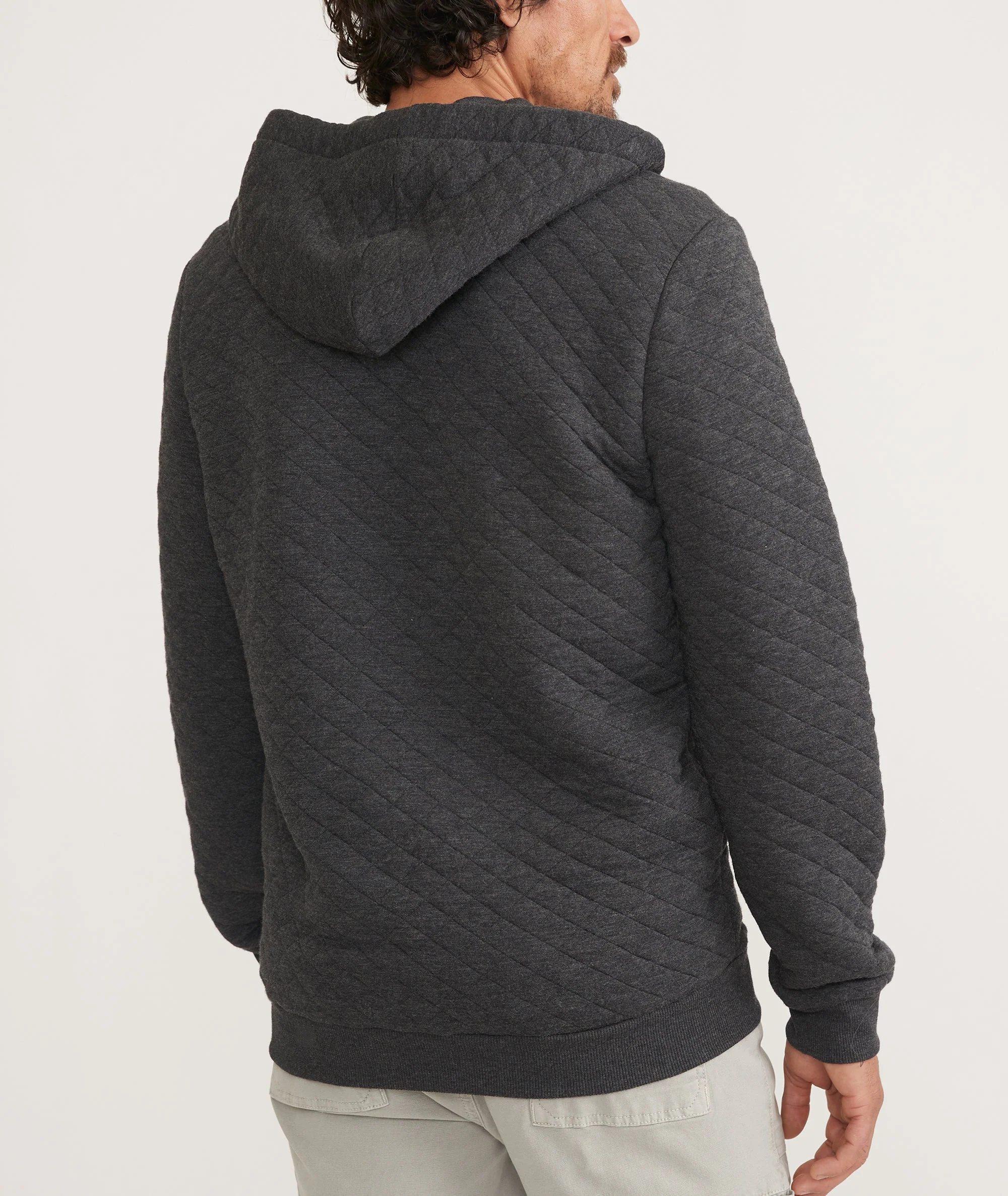 Men's Corbet Quilted Full Zip Hoodie in Dark Heather Grey - Image 4