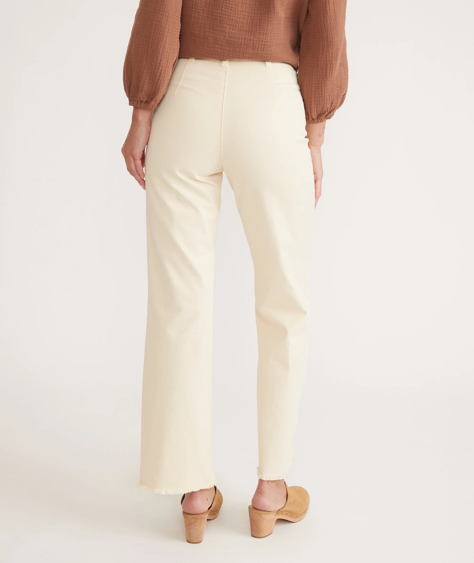 Full Length Raw Edge Bridget Pant in Cream - Image 5