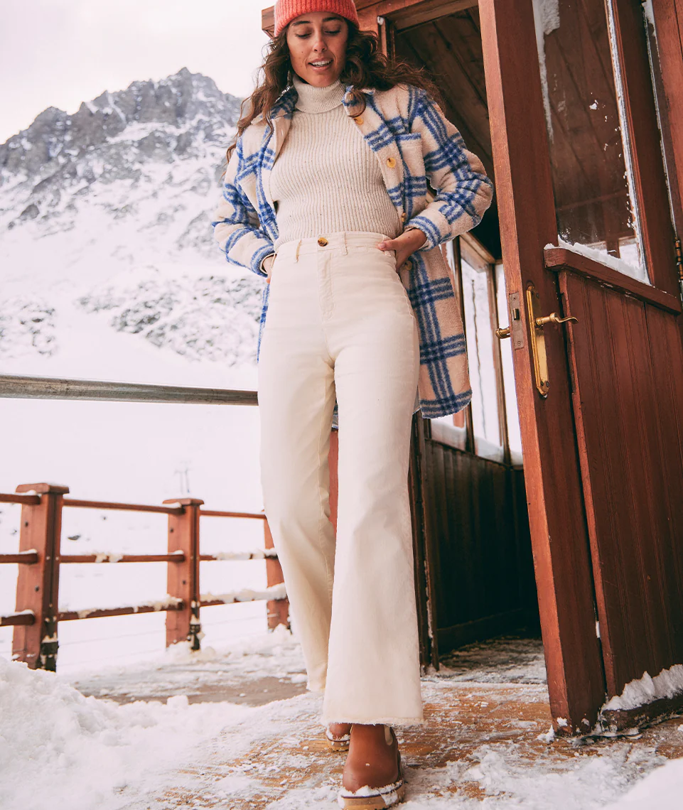 Full Length Raw Edge Bridget Pant in Cream - Image 6