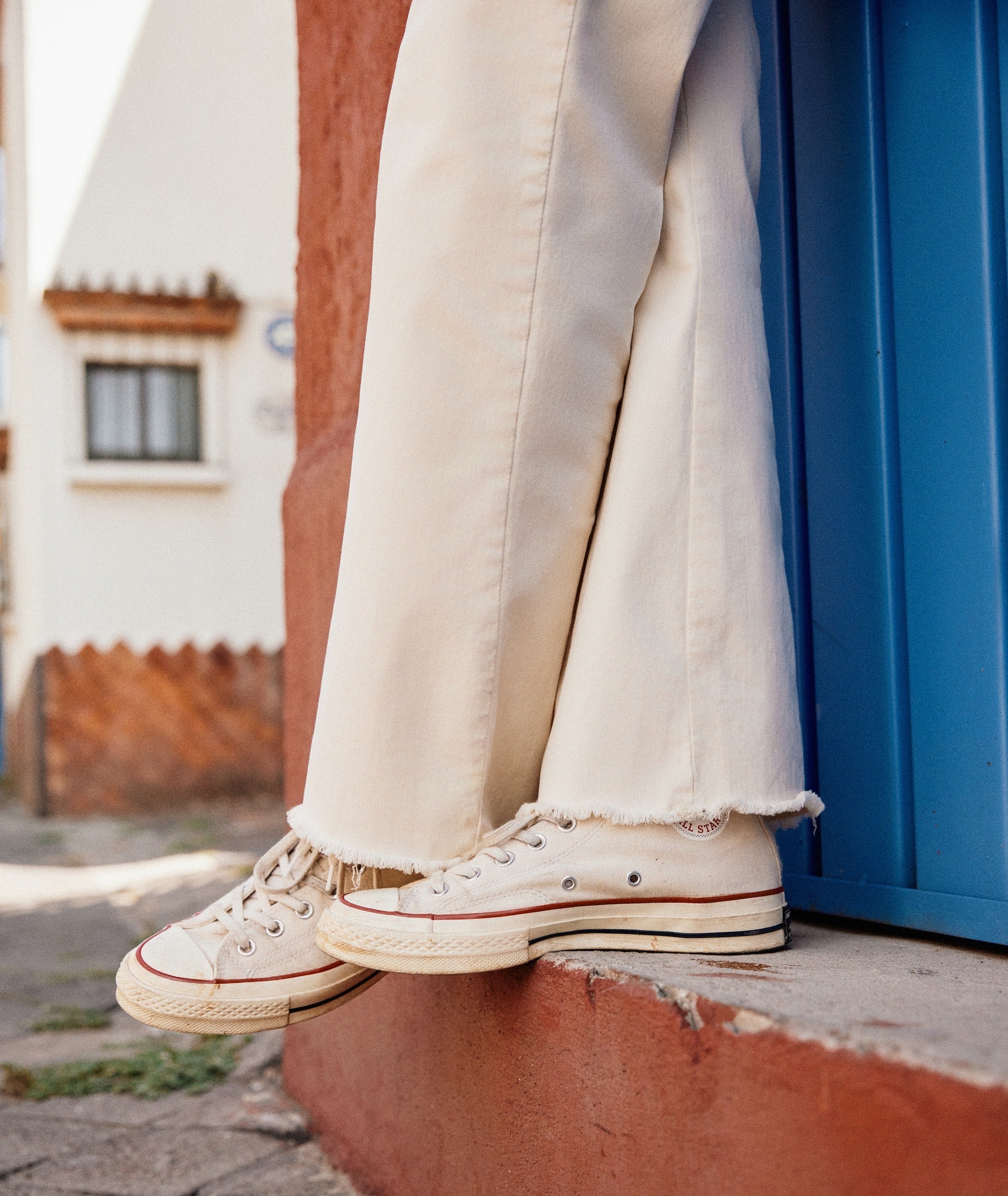 Full Length Raw Edge Bridget Pant in Cream - Image 7