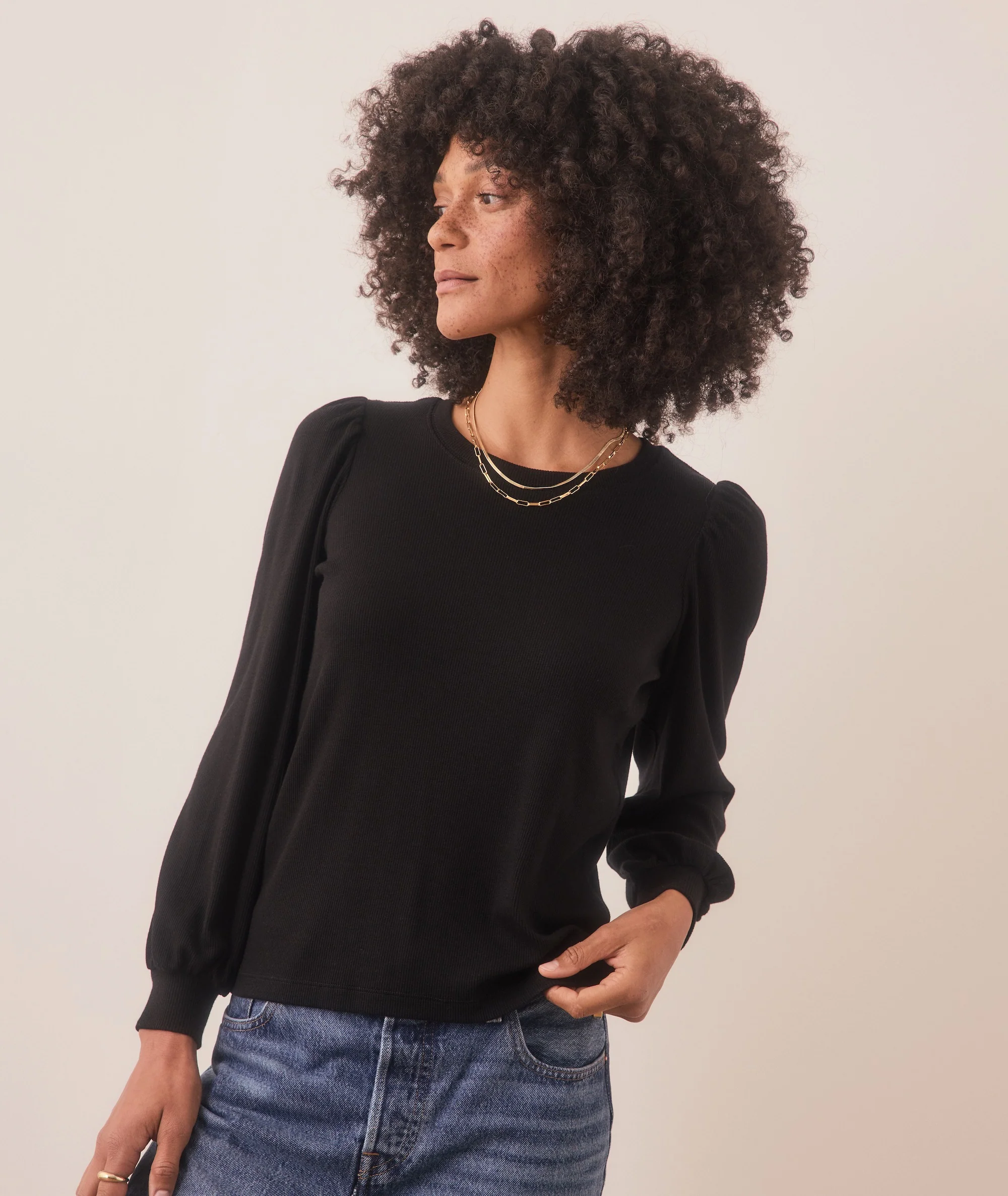 Lexi Rib Puff Sleeve Top - Image 3