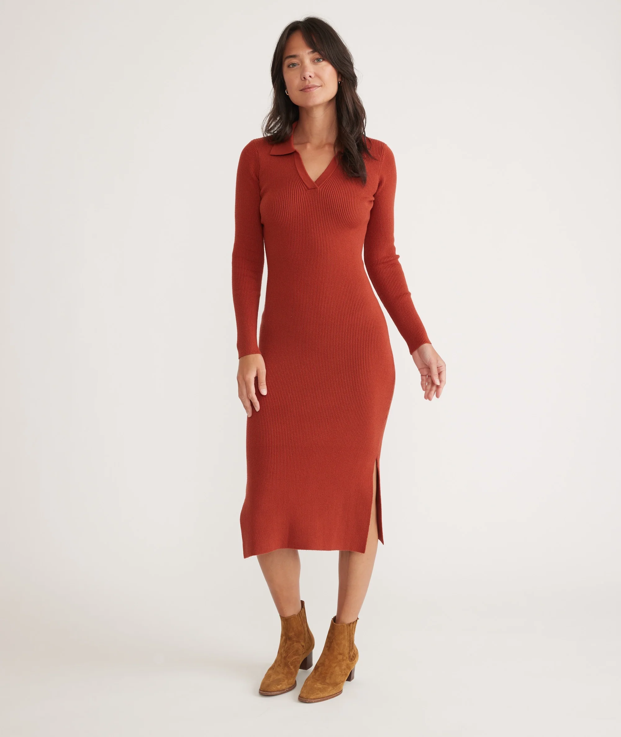 Lexi Rib Long Sleeve Sweater Polo Dress - Image 5