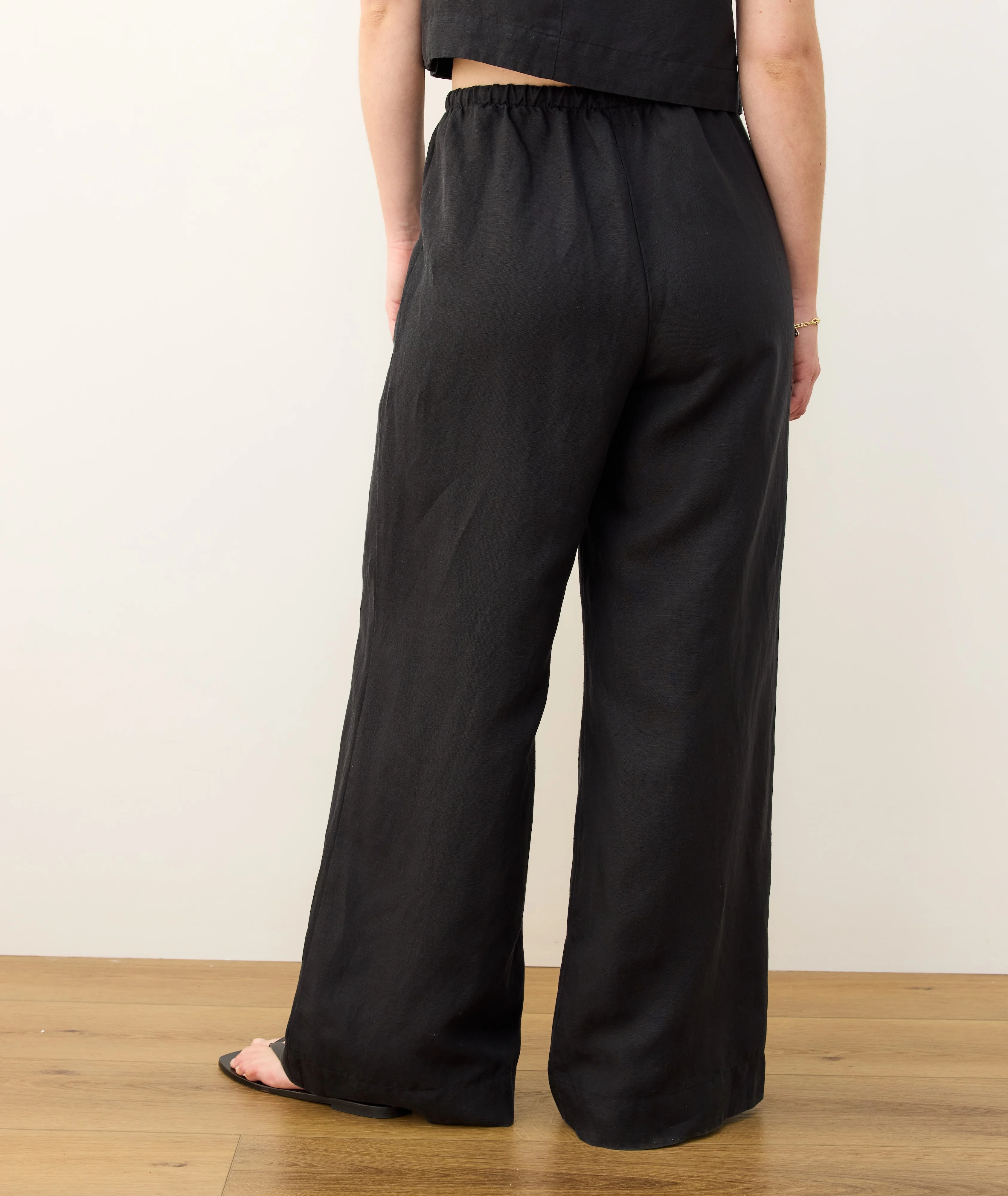Linen Drawstring Wide Leg Pant - Image 6