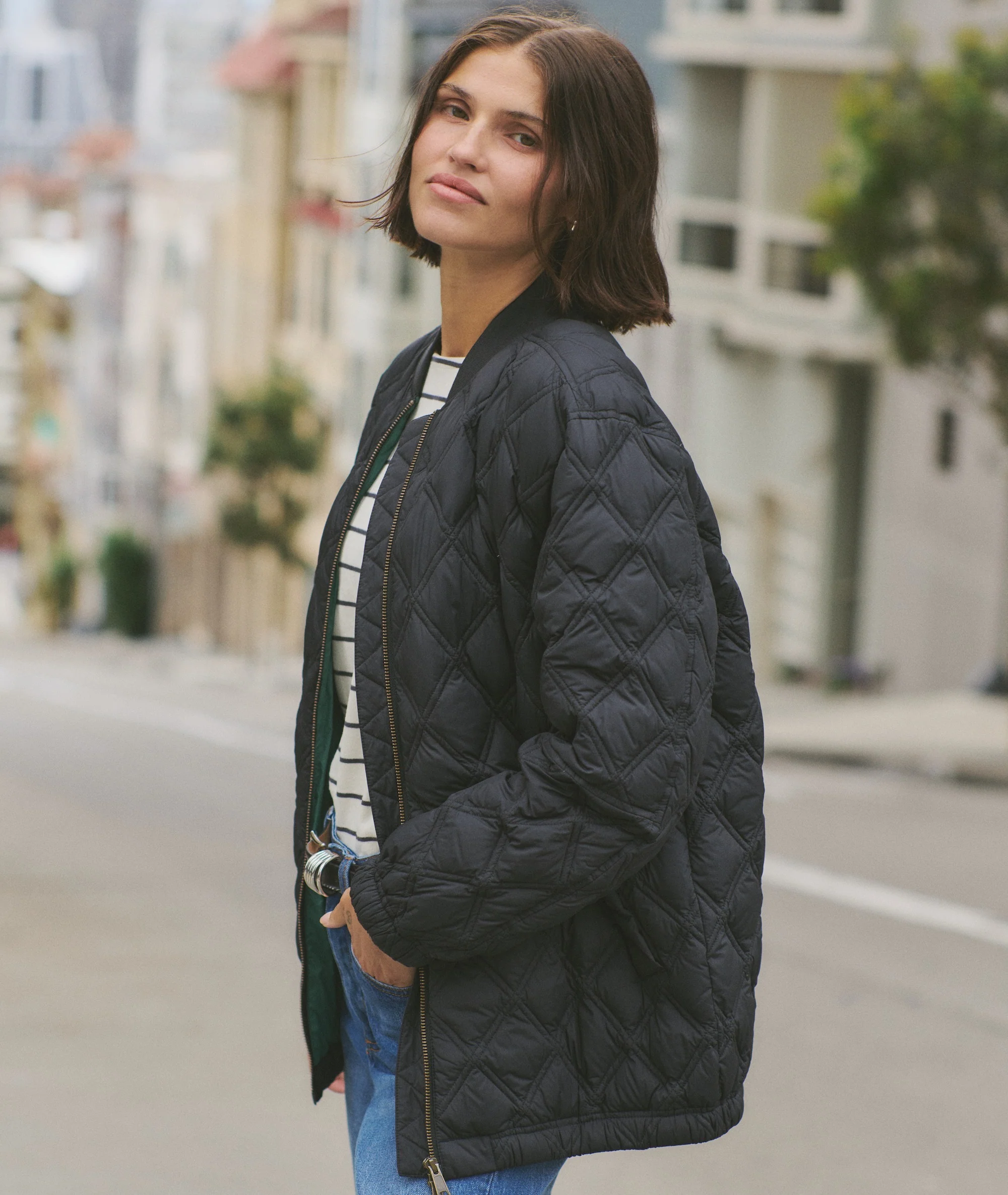 Marina Quilted Oversized Bomber - Image 3