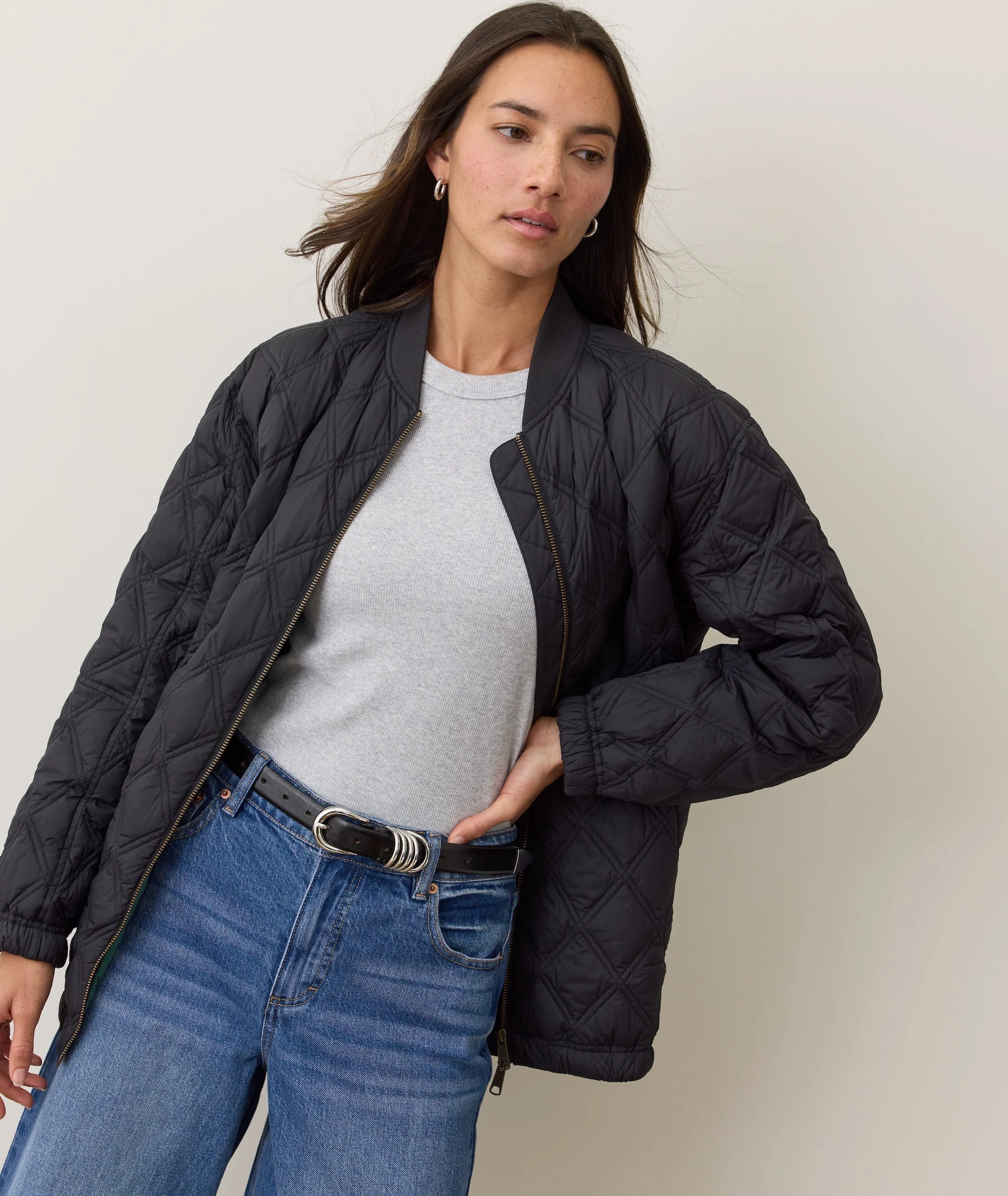 Marina Quilted Oversized Bomber - Image 5