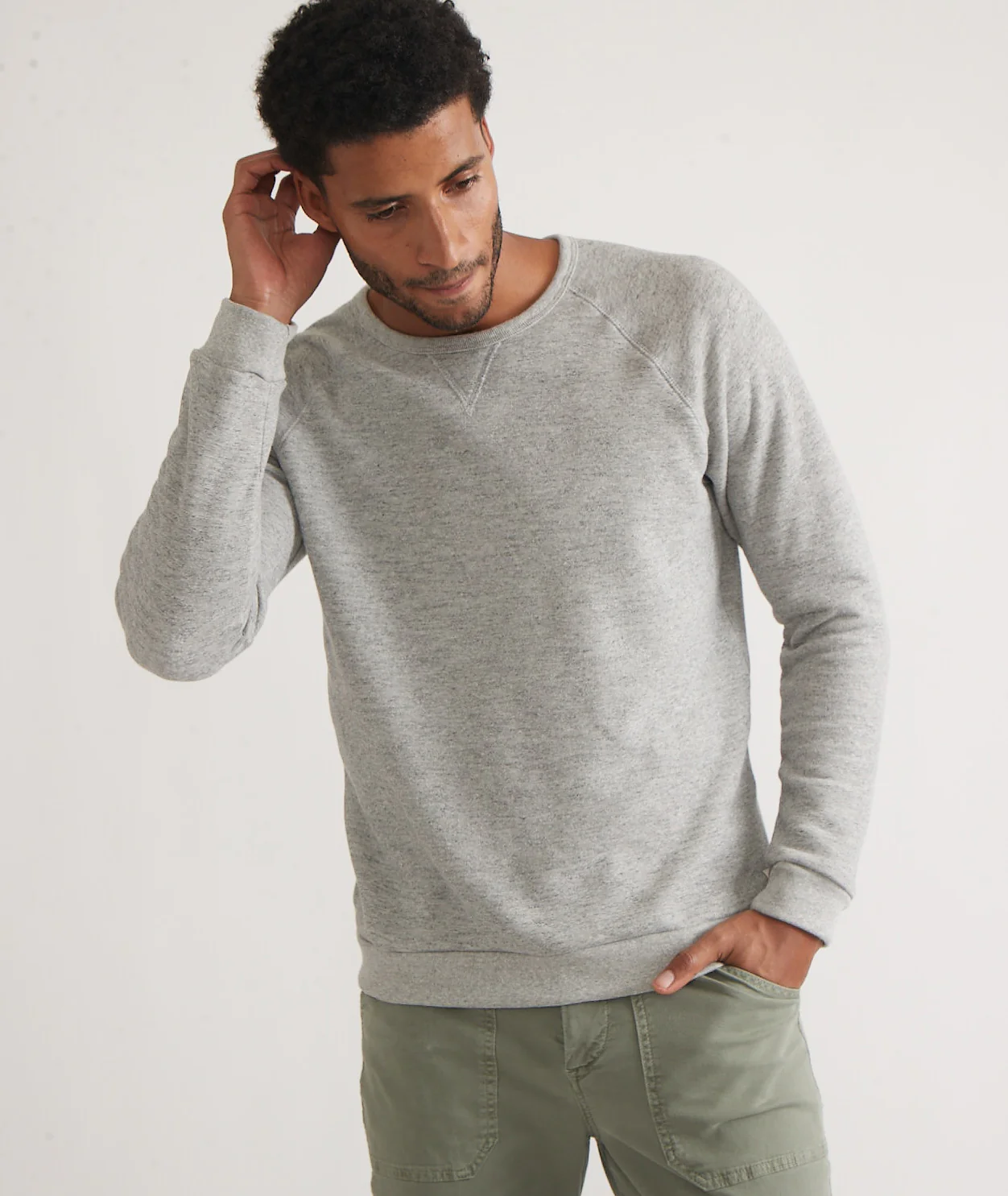 Men's Sherpa Crew Pullover in Heather Grey - Image 11